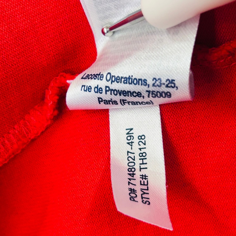 Lacoste Live T-Shirt Mens M Red Long Sleeve Script Logo Preppy Streetwear Sporty - Picture 11 of 11